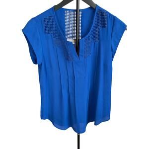 Daniel Rainn womens blue sleeveless blouse, lace, pleats.  Size XS.  workwear